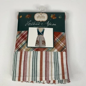 Delantal de anfitriona Kay Dee Designs algodón otoño otoño bolsillos nuevo con etiquetas hojas a rayas a cuadros - Imagen 1 de 8