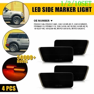 Smoked Front & Rear LED Side Marker Lights For 2021-23 Ford Bronco Sport 1-10Set - Picture 1 of 16
