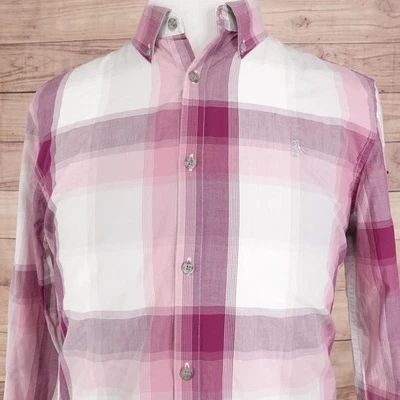 Original Penguin Shirt Mens Large Pink White Plaid Heritage Slim Fit Button Down - Image 1 of 4