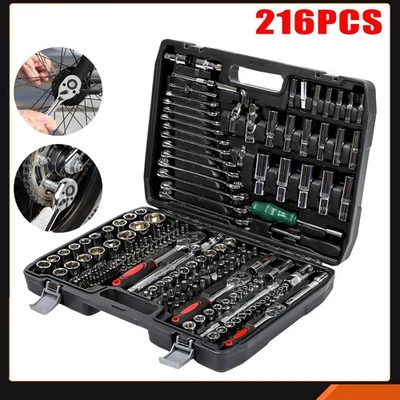 216PCS Socket Set 1/4 3/8 1/2" Spanner Drive Ratchet Wrench Mechanic Tool Kit UK - Image 1 of 4