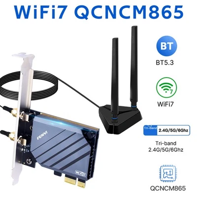 QCNCM865 WiFi 7 (802.11be) PCIe Adapter for AMD/Win11: Tri-Band, BT 5.3 - Image 1 of 4