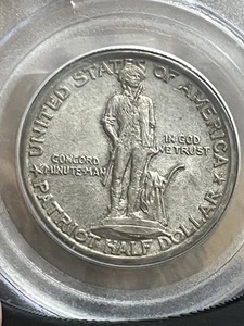 1925 Lexington Concord Patriot Half Dollar - PCGS - AU58 - Picture 1 of 8