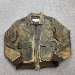 Leather Flying Jacket Womens Small Brown Bomber Aviator Military USA Flight Lady - Picture 1 of 11