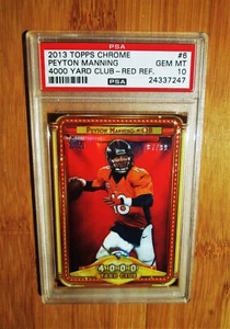 Topps 2013 cromo rojo refractor Yard Club #6 Peyton Manning/99 PSA 10 gemas como nuevo - Imagen 1 de 1