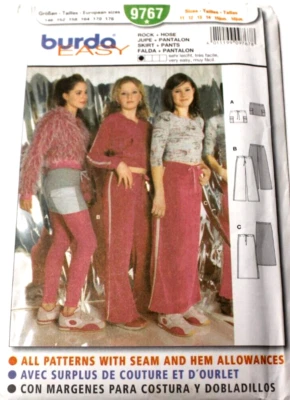 Burda 9767 Girls / Juniors Skirts & Pants 11-12-13-14 (15-16 Jr) Sewing Pattern - Image 1 of 2
