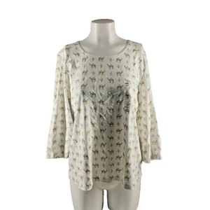 NWT KAREN SCOTT Christmas Camel Glitter Print Petite XL Cotton Blend Knit - Picture 1 of 10