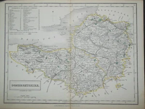 Original Antiquarian SOMERSETSHIRE Map S Hall (c1835) Somerset, English County - Picture 1 of 2