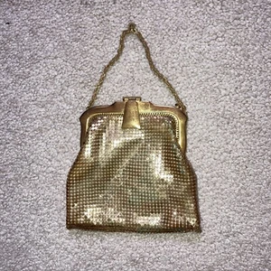 WHITING & DAVIS Vintage Gold Mesh Handbag Purse - Picture 1 of 4