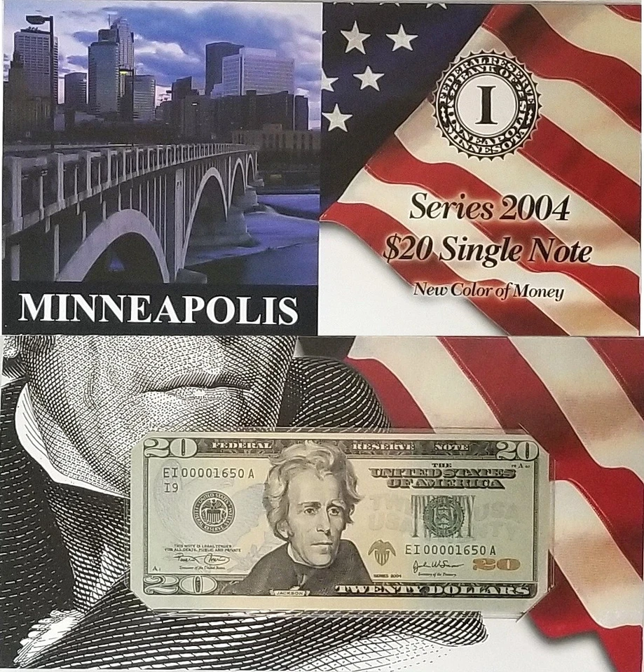 2004 $20 Minneapolis District FRN BEP Portfolio # EI 00001650 A Fr 2089-I - Image 1 of 1