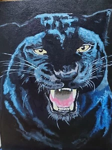 Black Panther Original Gemälde 11x14 Hartpappe Platte Leinwand. Ohne Rahmen - Bild 1 von 6