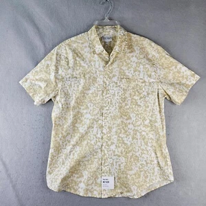 True Craft Shirt Mens Medium Beige Camo Splatter No Tuck Basic Coastal Button Up - Picture 1 of 8