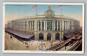 Postal antigua de la estación sur de tren de Boston Massachusetts MA 1915-30 - Imagen 1 de 2