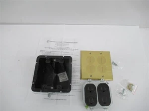 Lew Electric PB2-SPB , 2 Duplex 15A Plastic Floor Box W/Screw Plugs /Brass Cover - Picture 1 of 4