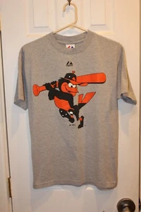 gray Baltimore Orioles Majestic mascot logo t-shirt - adult medium / M - Picture 1 of 4