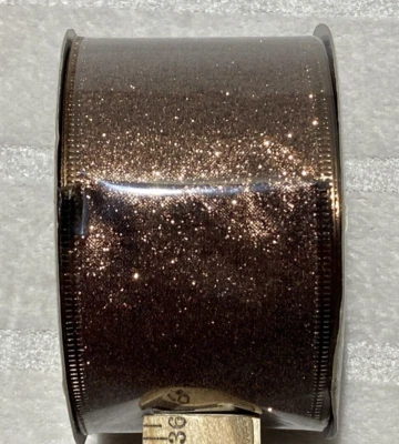 Christmas Wired Edge Ribbon Michaels Celebrate It  25' x 2.5" Copper Glitter - Image 1 of 3