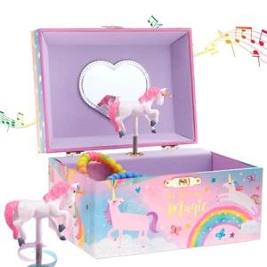 Jewelry Box for Girls, Cotton Candy Unicorn Musical Jewelry Boxes, the Beautiful - Picture 1 of 12