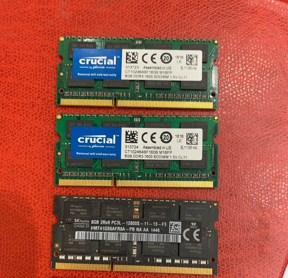 Crucial 8GB DDR3L 1600MHz 204-Pin Sodimm memory LAPTOP RAM PC3L-12800 LOT DDR3L - Immagine 1 di 2