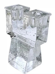 Vintage Dansk Würfel Eisblock Glas Kerzenhalter Klarglas Dänemark Mitte 20. - Bild 1 von 8