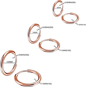 316L Surgical Stainless Steel Small Hoop Earrings 8Mm 10Mm 12Mm Hypoallergeni... - Picture 1 of 1