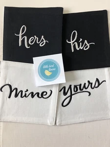 Set of 4 Kate Spade HIS/HERS/MINE/YOURS Cocktail Napkins 6 x 6 NEW  Black  White - Picture 1 of 3