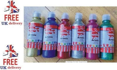 Scola Glitter Artmix Ready Mixed Glitter Paint - 300ml - Assorted - Pack of 6 - Image 1 of 4