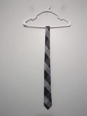 Corbata Express para hombre a cuadros gris negro blanco nueva con etiquetas Foto 1 de 4