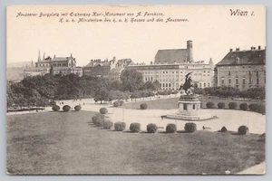 Postal exterior de Burgplatz con monumento al archiduque Carlos en Viena Austria - Imagen 1 de 2