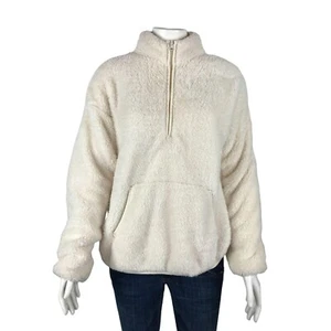 Forever 21 Fleece 1/4 Zip Jacket Small Pocket Soft Faux Fur - Picture 1 of 8