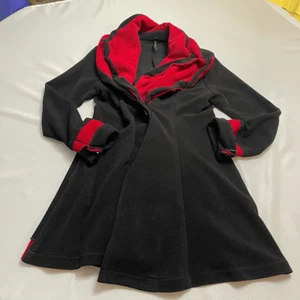 IC Connie K Black Red Stretch Knit Dramatic Wire Collar Opera Coat Jacket Small - Picture 1 of 12