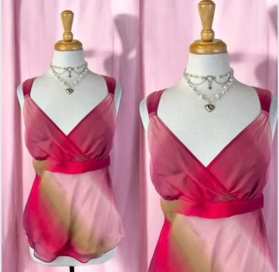 Blusa Rosa Seda Sin Mangas Romántica Verano Femenina Y2K Talla EE. UU. 12 Foto 1 de 4