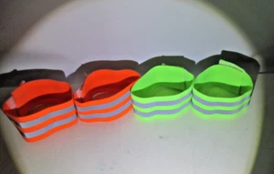4 Stck. reflektierender Sicherheitsarm Handgelenk Knöchelband Streifen hohe Sichtbarkeit Kalk & Orange - Bild 1 von 6