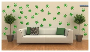 Marihuana Topf Blatt Tupfen Vinyl Wandtattoo Aufkleber 64 Stück, Farbwahl - Bild 1 von 3
