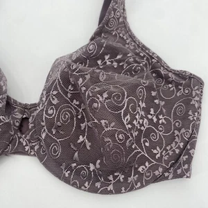 Purple Size 36DD Lace Accent Unpadded Underwire Adjustable Clasp Back Bra - Picture 1 of 7