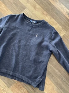 Polo Ralph Lauren Crewneck Sweater Youth Size XL(16) Navy Blue Side Slits - Picture 1 of 13