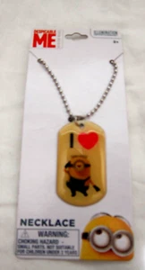Disney Despicable Me Minions 2" H I Love Minion Pendent 18" Ball Chain Necklace - Picture 1 of 2