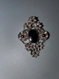 Vintage Star Art Sterlingsilber schwarzer Onyx Anstecknadel Brosche/Anhänger (B10) - Bild 1 von 4