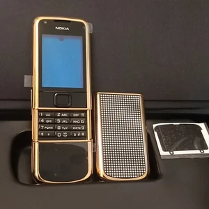 LUXURY NEW Nokia 8800 Arte Black Gold Diamonds Replacement Housing Covers Cases - Picture 1 of 21