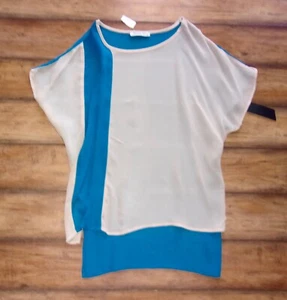 SAM & LAVI Los Angeles ~ New! NWT XS ~ Colorblock High-Low 100% Flowy Rayon Top - Picture 1 of 3