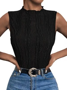 Women's Mock Neck Business Casual Outfits Dressy Tank Tops Sleeveless Mock Ne... - Picture 1 of 7