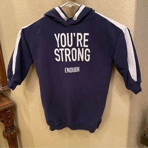 BENETTON Girls Kids Navy White ‘You’re Strong Enough’ Hoodie Sweatshirt-3/4 Yrs - Picture 1 of 8