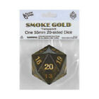 Koplow Translucent Dice d20 55mm Smoke w/Gold (Spindown) New