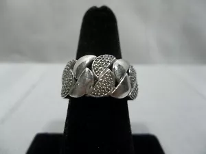 Renaissance Jewelry NY Inc. Sterling Silver Half Moon Design Pave Diamond Ring - Picture 1 of 11