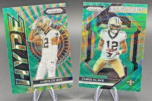 (2) 2023 Panini Prizm Chris Olave Green Hype and Emergent Football Cards Saints - Bild 1 von 2