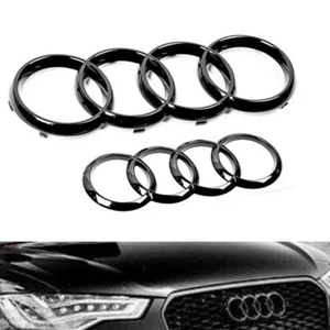 Glanz Schwarz Emblem Ringe V+H Kühlergrill 273x94+193x66MM Für Audi A4 A5 A6 NEW - Bild 1 von 5