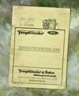 Voigtlaender Original Instructions For Use  Plate Camera 3-1/2 x 2-1/2  & 1/4 