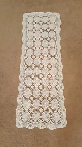 Doily crochet rectangle table runner white vintage - Picture 1 of 7