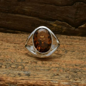 Fantástico Ahumado Piedra Topacio 925 Plata de Ley Hecho a Mano Anillo Todo Size - Imagen 1 de 4