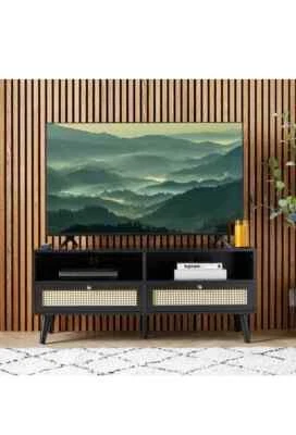 Black TV Unit & TV Cabinet, Entertainment Unit - TVs up to 55" Any Living Room - Image 1 of 4