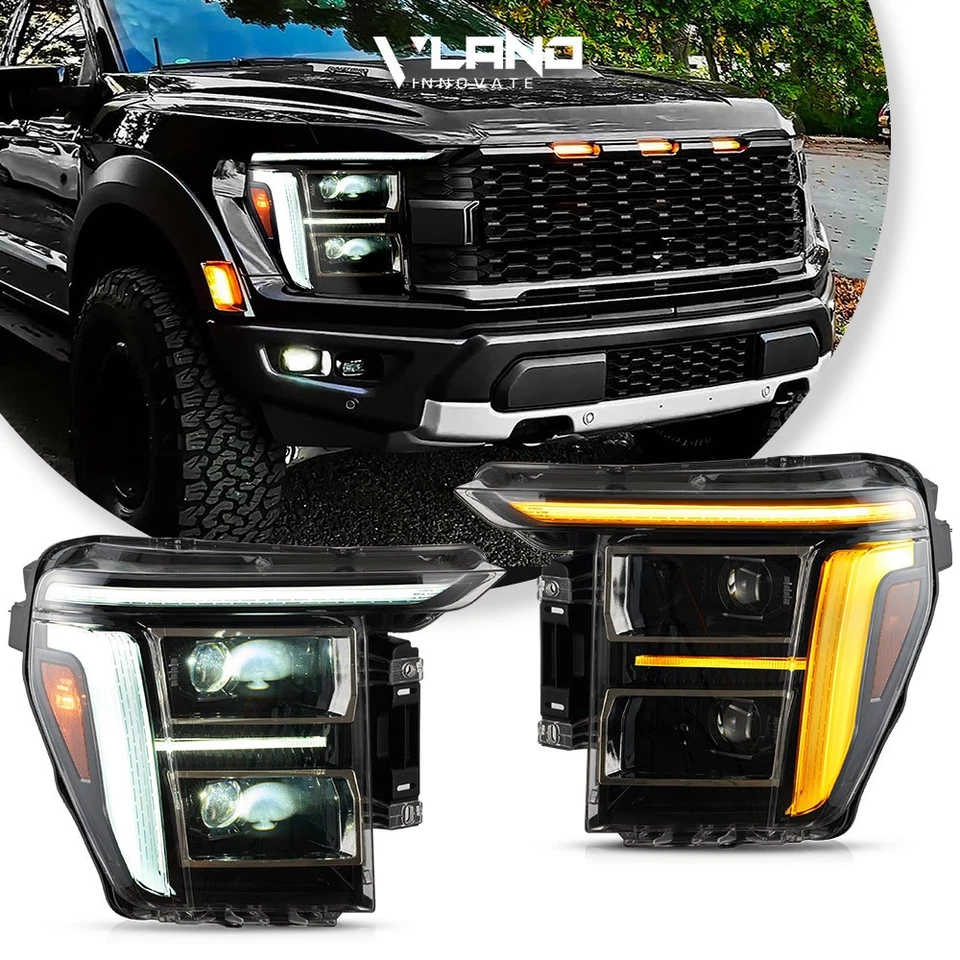 (RH DOESNT WORK) For 2021-2023 Ford F150 FULL LED Headlights Front VLAND W/DRL
