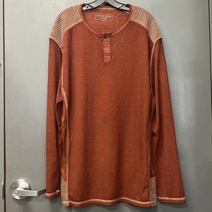 Camiseta negra con hebilla para hombre Henley botón talla XXL naranja manga larga - Imagen 1 de 5